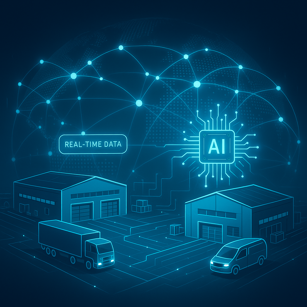 Imagen conceptual de una red logística digital glo